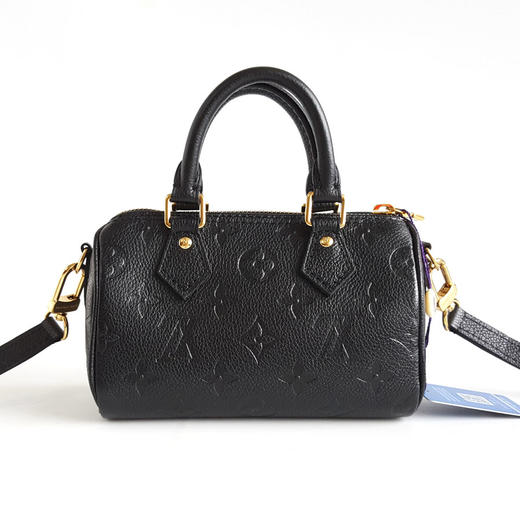 【95新】LV路易威登NANO SPEEEDY M82450黑色全皮压花nano speedy 单肩斜挎手提包女士260326AK09 商品图4