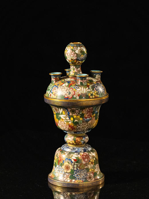 清	铜胎掐丝珐琅百花不露地五管尊 商品图0