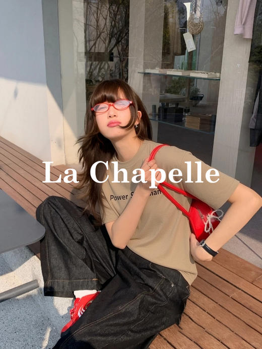 专柜实拍【舒适不束缚】拉夏贝尔/La Chapelle高质感弹力足透气舒适五色圆领字母短袖T恤 商品图4