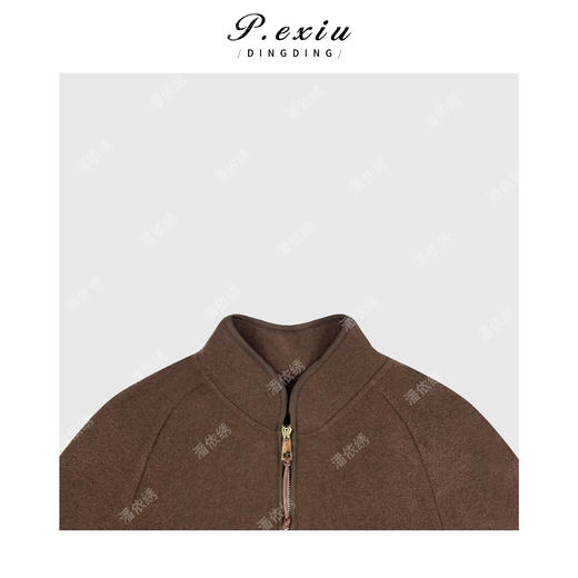 03-5潘依绣丁丁宠粉百搭松弛肌理感包边加厚立领半拉链长袖上衣Q46995 商品图2