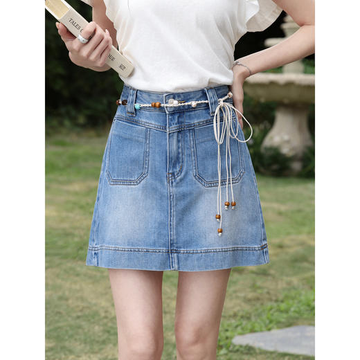 鹿向南【0330/20:00新品前一小时7折限量100件】蓝色短裙 商品图3