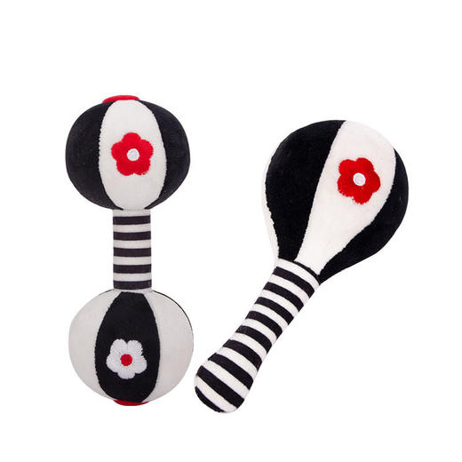 Happy monkey婴儿追视训练黑白早教玩具新生儿抓握训练沙锤哑铃 商品图4