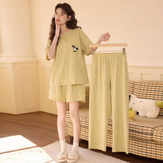 2026新款夏季纯棉短袖三件套装 可外穿少女家居服睡衣 商品图6