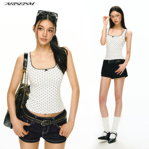 Ariseism 美式复古波点吊带背心女夏季新款修身外穿上衣 商品图4