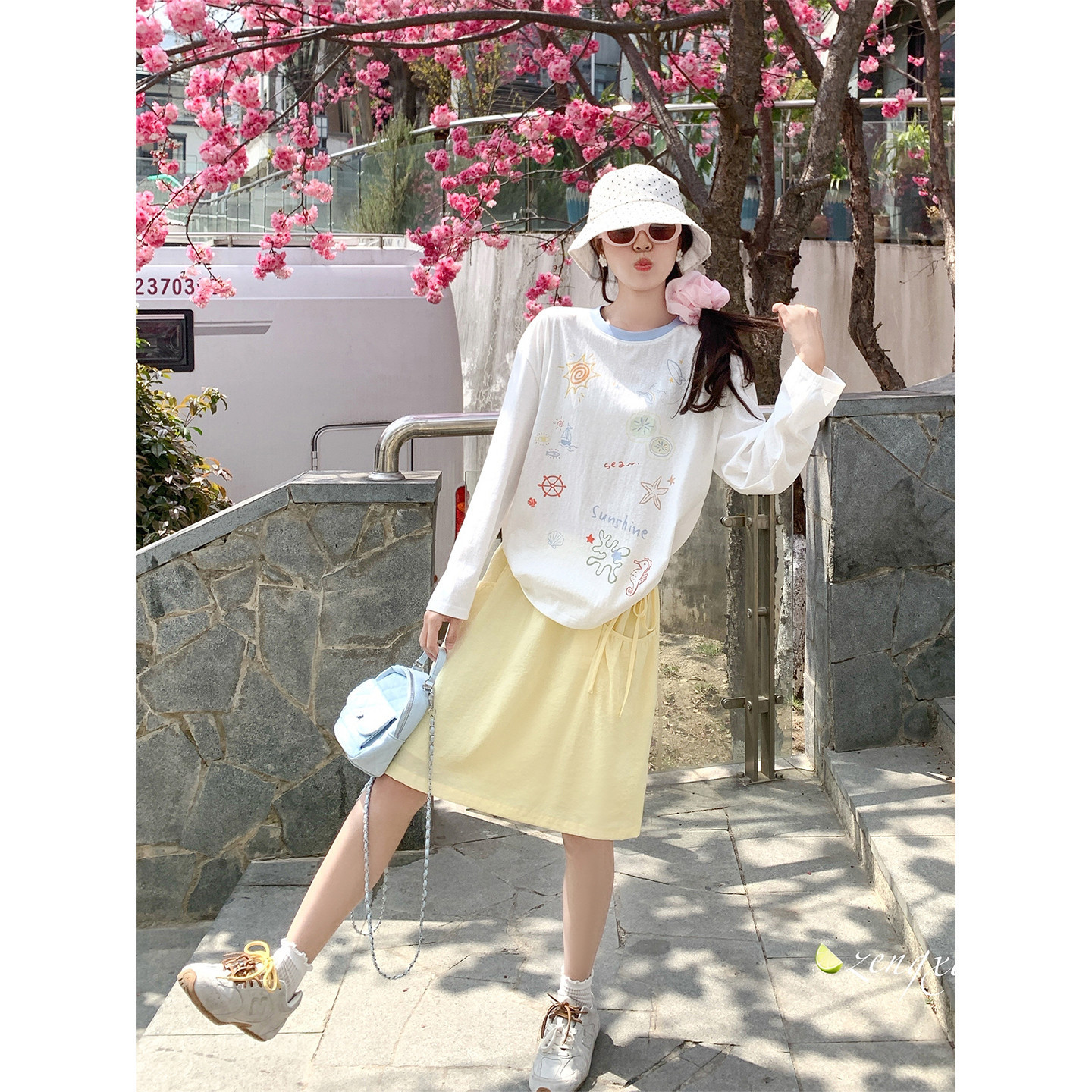 <曾小咸推荐>多巴胺彩色印花宽松长袖T恤【预售7-15天发货】