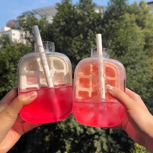 【0接触脱冰❗便携冰格水壶】冰壶冰块模具 按压式冰格水壶 水杯家用食品级制冰盒冻冰块杯神器。rh 商品图3