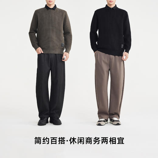 墨麦客男装2025年冬季新款微阔衬衫假两件针织衫男士套头毛衣男潮 商品图4
