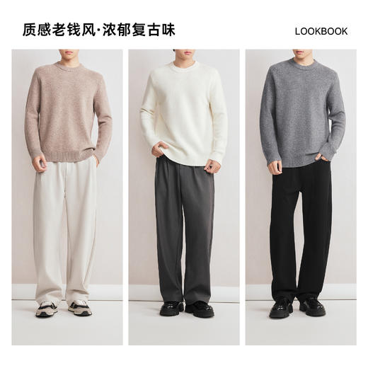 墨麦客男装2025年冬季新款圆领针织衫男士纯羊毛极简毛衣打底衫男 商品图4