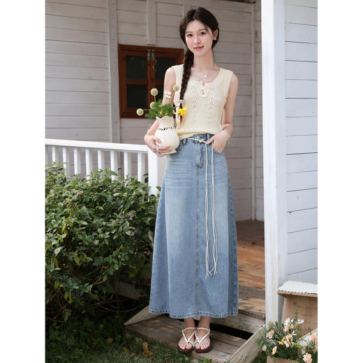 鹿向南【0330/20:00新品前一小时7折限量100件】蓝色半身裙 商品图2