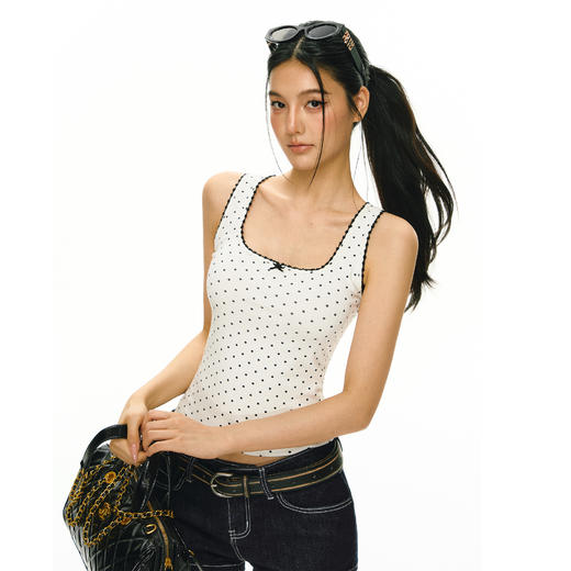 Ariseism 美式复古波点吊带背心女夏季新款修身外穿上衣 商品图0