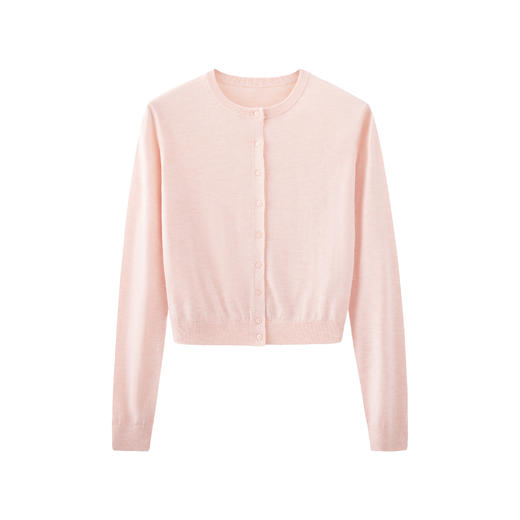 【门店同款】100%莱赛尔天丝极简风圆领纽扣针织开衫通勤上衣 商品图1