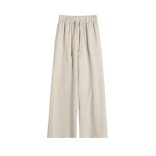 【门店同款】慵懒风高腰女抽绳垂感休闲裤小个子天丝亚麻薄款长裤 商品图3