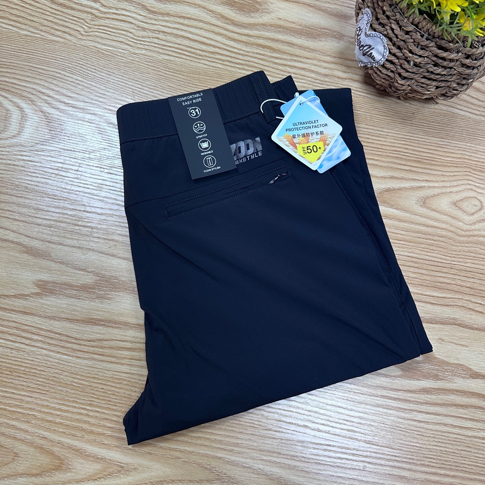 薄款休闲西裤松紧腰橡筋裤头纯色简约男直筒长裤  KDZC-26126