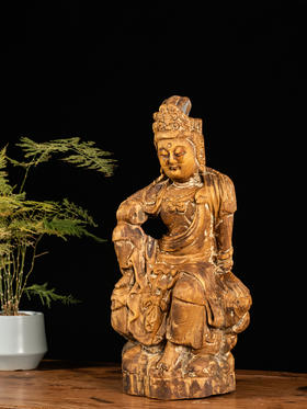 清	木雕自在观音木造像