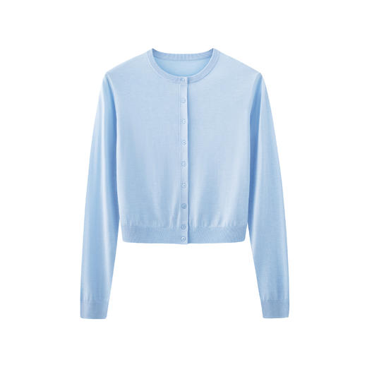 【门店同款】100%莱赛尔天丝极简风圆领纽扣针织开衫通勤上衣 商品图2