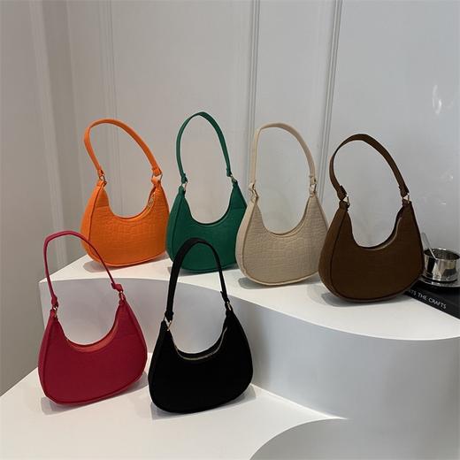 【舒适手提！顺滑拉链】纯色气质女士包潮流韩版秋冬新款石头纹腋下包休闲单肩手拎包。xa 商品图3