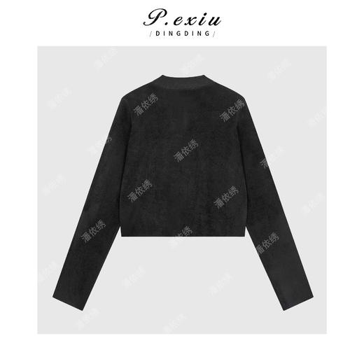 03-5潘依绣丁丁宠粉法式小香风重工纽扣绒面肌理感拼接圆领长袖外套Q72451 商品图1