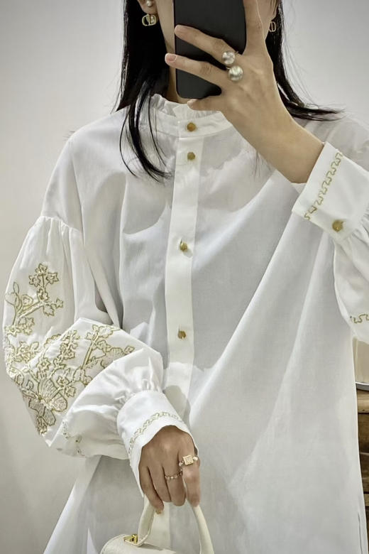 原单新款重磅金线刺绣木耳领设计感衬衫（宽松款） 商品图3