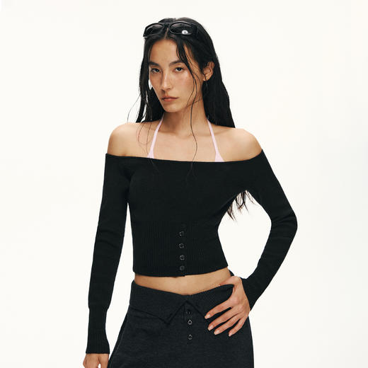 Ariseism黑标 羊毛短款针织衫上衣女春季新款上衣 商品图4