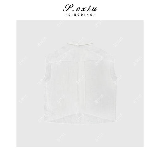 03-5潘依绣丁丁宠粉苎麻法式镂空勾花立体菱格短袖衬衫 Q20322 商品图1