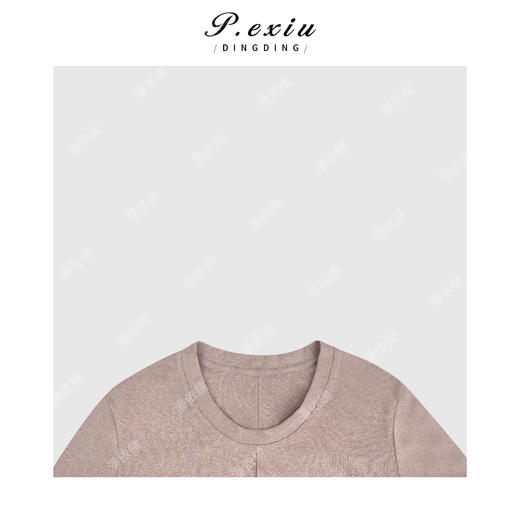 03-5潘依绣丁丁宠粉简约百搭磨绒圆领长袖打底T恤Q1644 商品图2