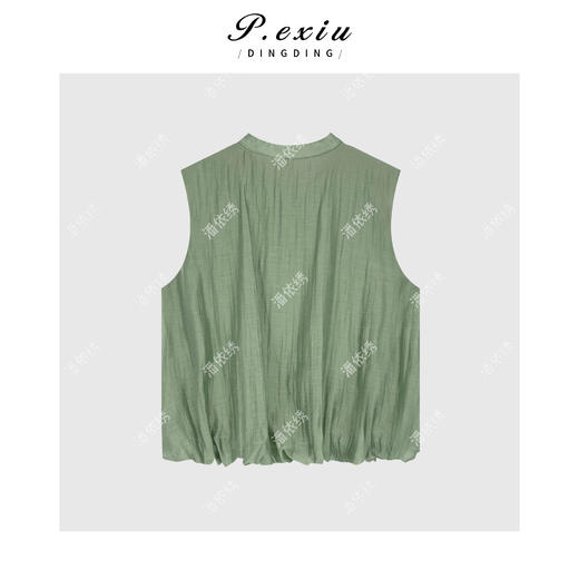 03-5潘依绣丁丁宠粉天丝麻料简约气质宽松无袖圆领衬衫 W-63238 商品图1