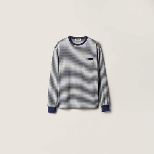 MIU-T 灰蓝细条纹长袖 商品图0