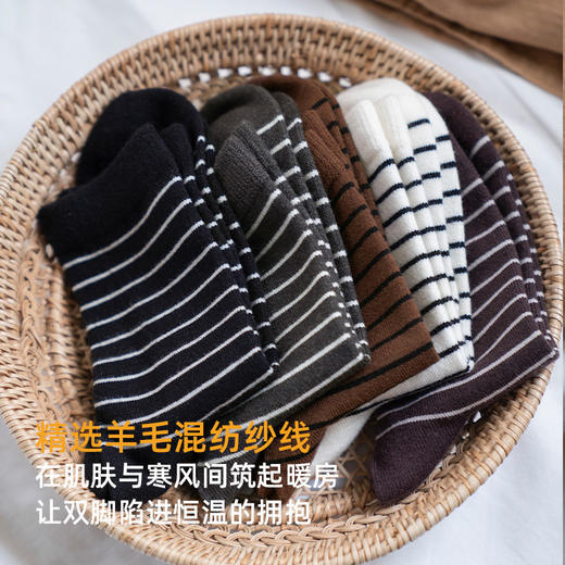 靴下物咖灰色系巴恩风条纹中筒袜子女春秋美拉德保暖堆堆袜配勃肯 商品图0