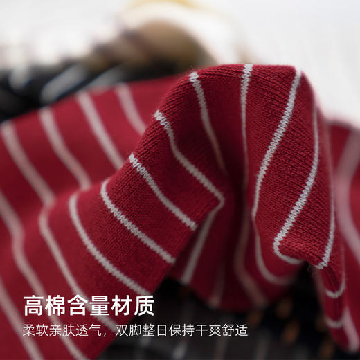 靴下物日系复古撞色条纹袜子女秋冬中筒袜女堆堆袜配小皮鞋勃肯鞋 商品图1