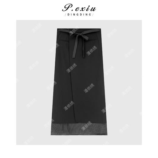 04-1潘依绣丁丁宠粉极简风真两件系带撞竖条纹半身裙Q9814 商品图0