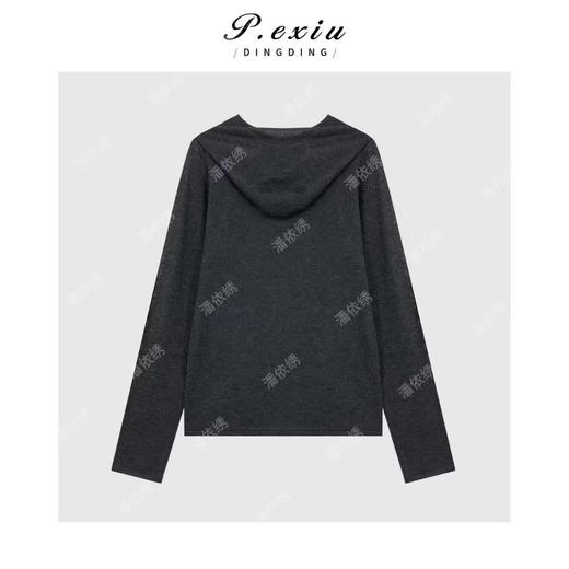 04-1潘依绣丁丁宠粉韩系松弛感百搭半拉链连帽针织上衣Q78954 商品图1