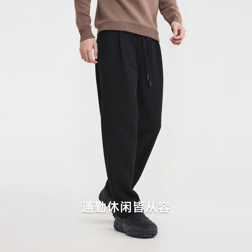 墨麦客男装仿呢磨毛休闲裤男2025冬季新款松紧腰加绒裤子男91538 商品图3
