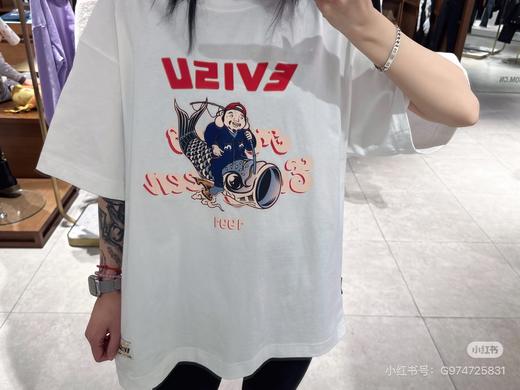 原单，无吊牌， EVISU 锦鲤印花短袖正面红色EVISU字母+卡通人物+锦鲤图案     锦鲤短袖 商品图5