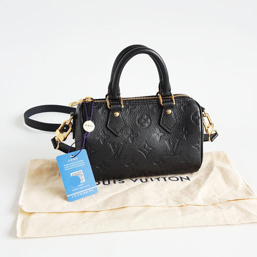 【95新】LV路易威登NANO SPEEEDY M82450黑色全皮压花nano speedy 单肩斜挎手提包女士260326AK09 商品图1