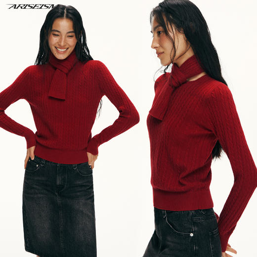 Ariseism黑标 100%羊毛针织衫毛衣女春季新款上衣 商品图4