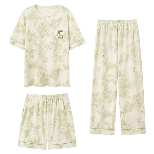 2026新款夏季纯棉短袖三件套装 可外穿少女家居服睡衣 商品图4