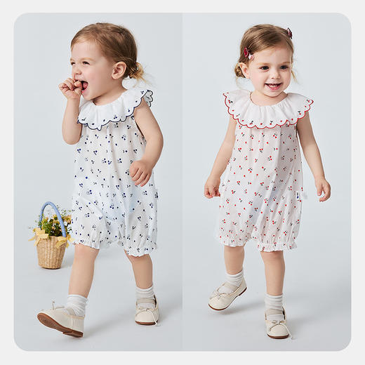 [纯棉]迷你巴拉巴拉婴儿连体衣柔软亲肤甜美可爱花边外出爬服新款 商品图3