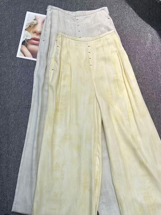 原单新款亚麻天丝垂感阔腿直筒女神裤 商品图4