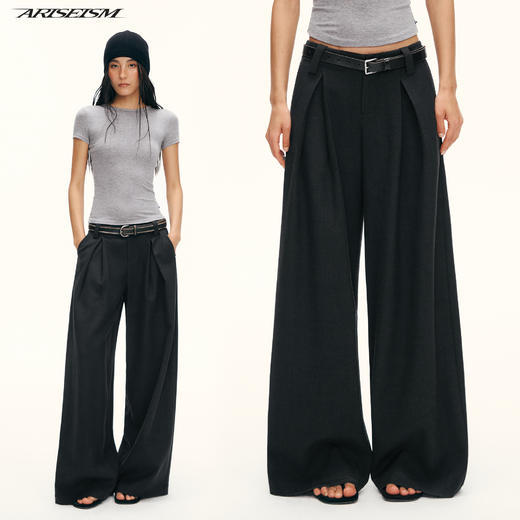Ariseism黑标 简约垂感休闲西装裤女春季新款长裤子 商品图2