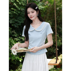 鹿向南【0330/20:00新品前一小时5折限量100件】蓝色T恤