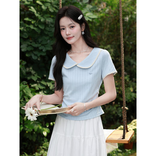 鹿向南【0330/20:00新品前一小时5折限量100件】蓝色T恤 商品图0