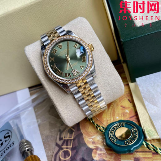 劳力士GS日志型系列 女款31mm 日志31系列 橄榄绿 间金绿罗马钻圈 女士腕表 搭载改Cal.2236全自动机械机芯 商品图3