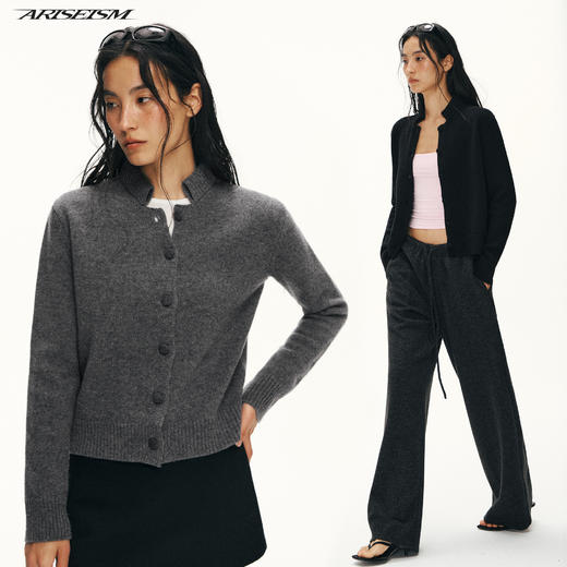 Ariseism黑标 100%羊毛针织开衫女春季新款上衣 商品图0
