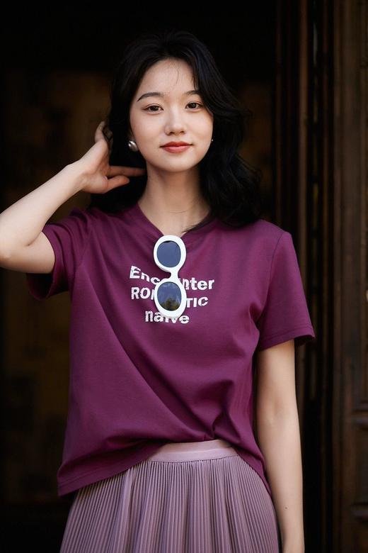 绝绝紫显白字母印花美式T恤 商品图5