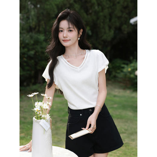 鹿向南【0331/20:00新品前1小时7折限量100件】白色T恤 商品图3