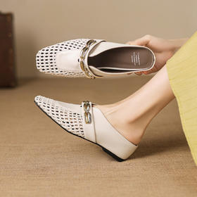 【预售5天】包头凉拖鞋女夏外穿出高级感绝美新款编织拼接镂空内增高方头NGMZR&72-122