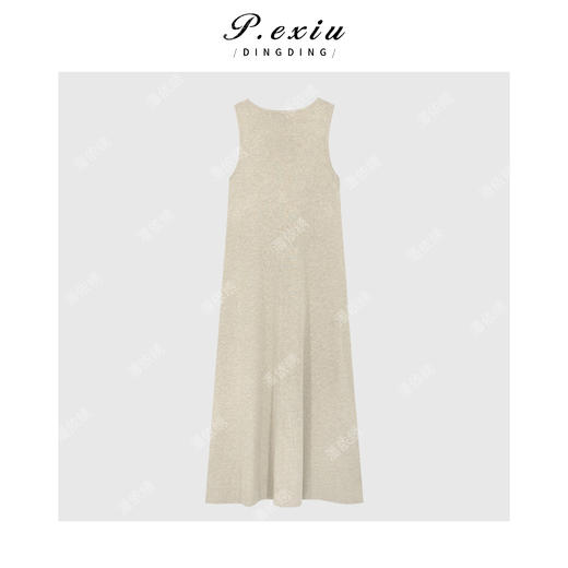 04-1潘依绣丁丁宠粉U领麻料肌理感无袖排扣连衣裙Q71459 商品图1