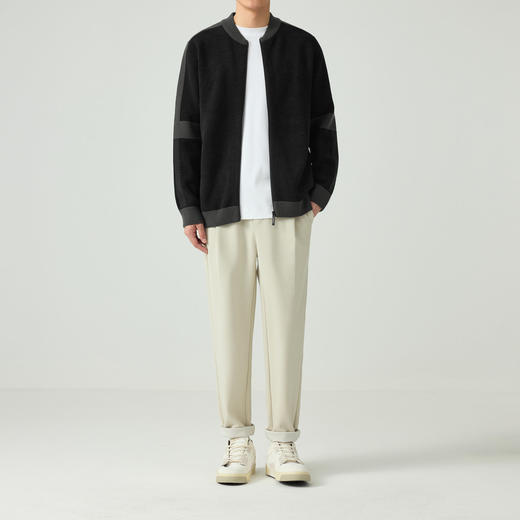 墨麦客仿羊羔绒开衫外套男士秋季新款棒球领休闲撞色上衣男。 商品图3