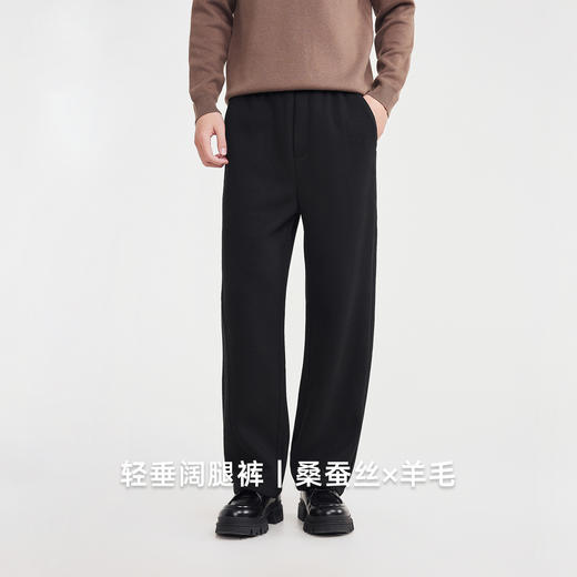 墨麦客男装轻垂感阔腿休闲裤男2025冬新款加绒保暖男士裤子91531 商品图3