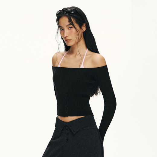 Ariseism黑标 羊毛短款针织衫上衣女春季新款上衣 商品图3